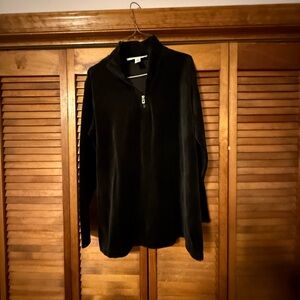 Josephine Chaus Black Quarter-Zip  Velour Top